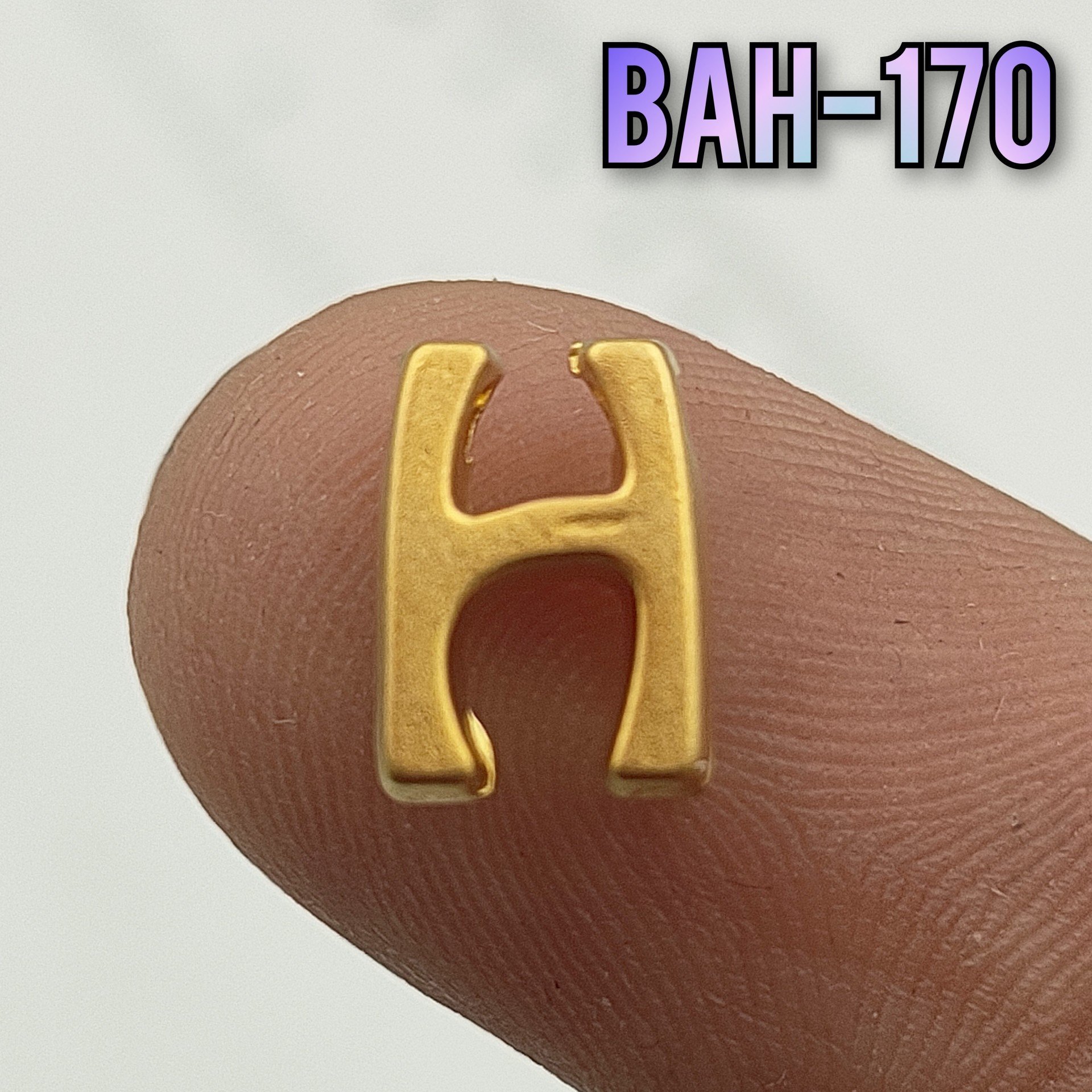 BAH-170 24 Ayar Mat Altın Kaplama H Harfi Boncuk
