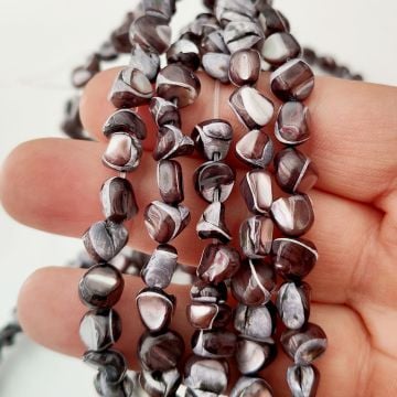 DT-028 Amorf Kesim Siyah Renk Sedef Doğaltaş Dizi