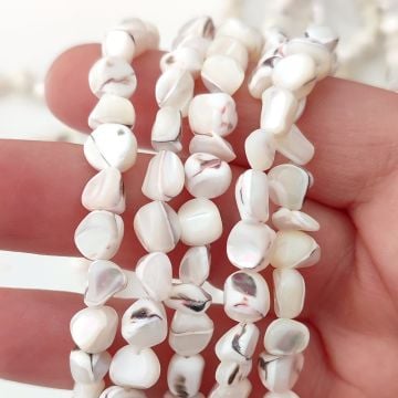 DT-041 Amorf Kesim Beyaz Renk Sedef Doğaltaş Dizi