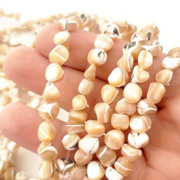 DT-044 Amorf Kesim Karamel Renk Sedef Doğaltaş Dizi
