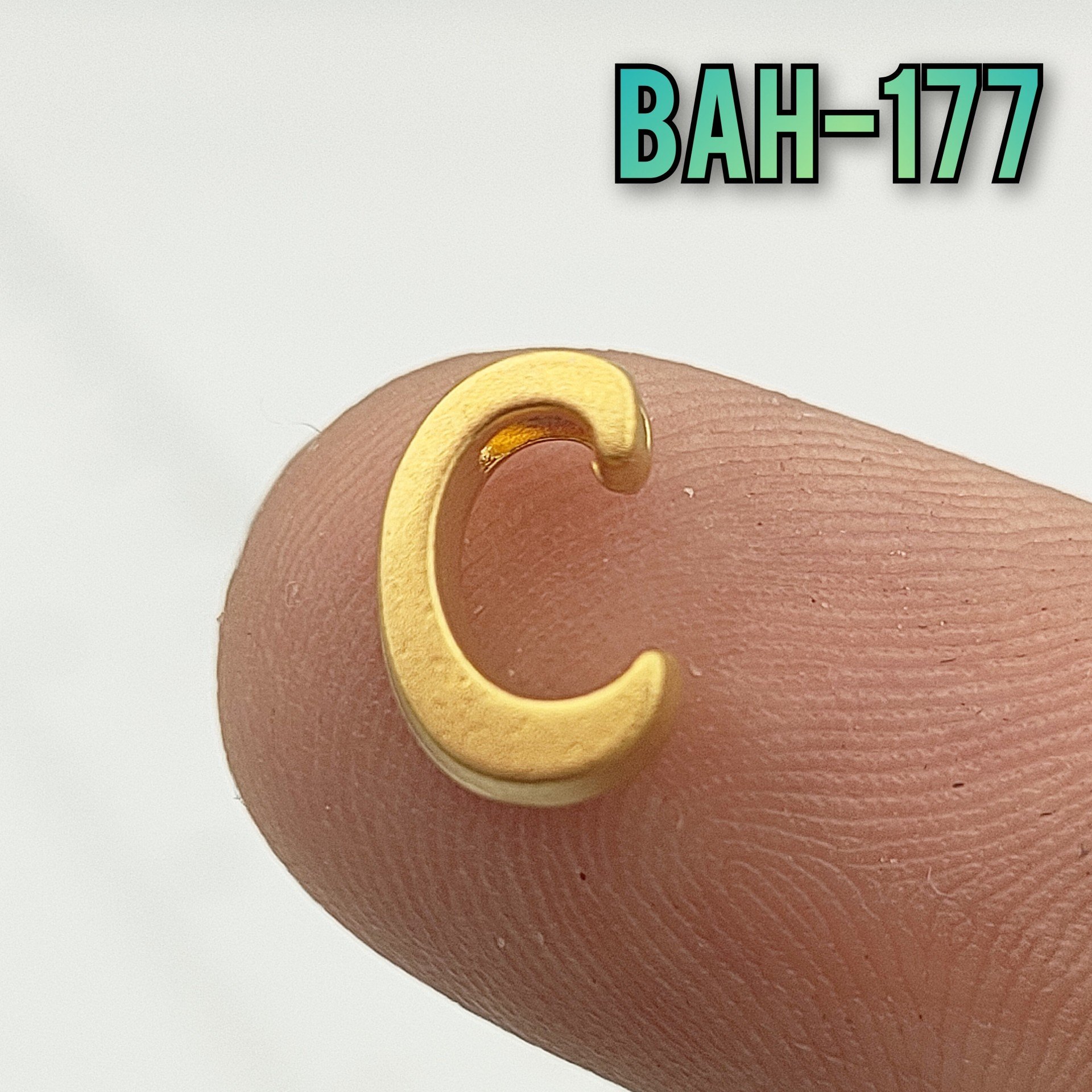 BAH-177 24 Ayar Mat Altın Kaplama C Harfi Boncuk