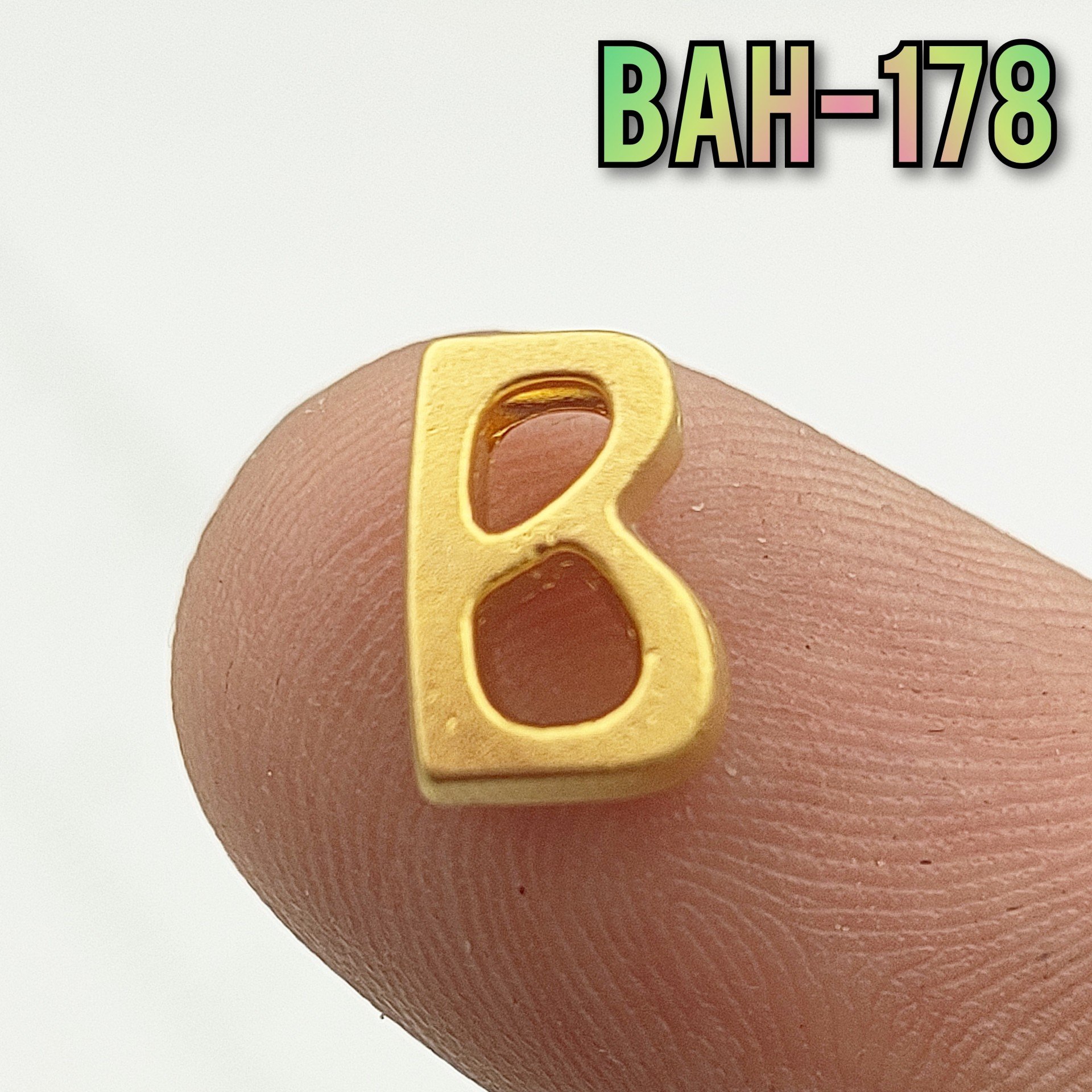 BAH-178 24 Ayar Mat Altın Kaplama B Harfi Boncuk