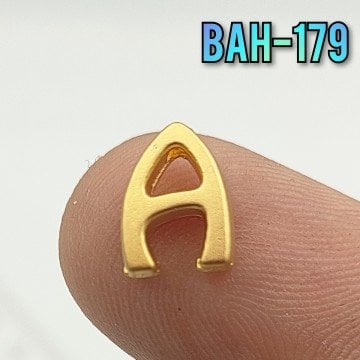 BAH-179 24 Ayar Mat Altın Kaplama A Harfi Boncuk