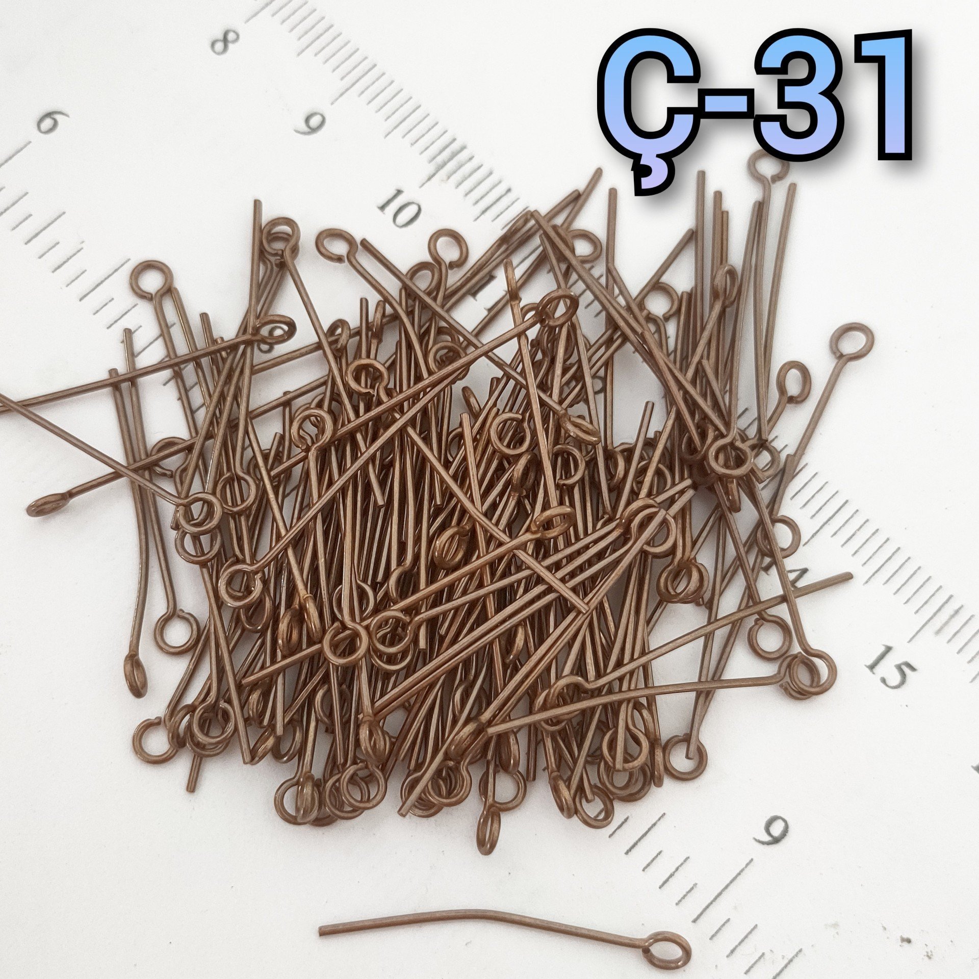 Ç-31 Bakır Renk Halkalı Pirinç Takı Çivisi 30 mm