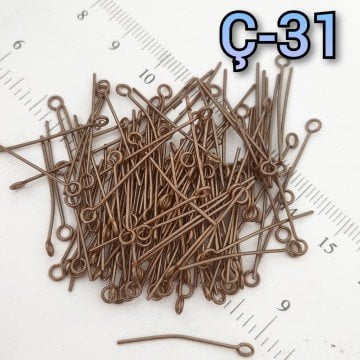Ç-31 Bakır Renk Halkalı Pirinç Takı Çivisi 30 mm