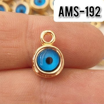 AMS-192 Altın Kaplama Mavi Gözlü Kulp Sallantı