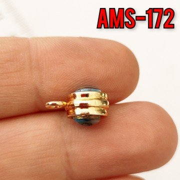 CMS-08 Altın Kaplama Deniz Mavi Gözlü Çift Kulp Sallantı