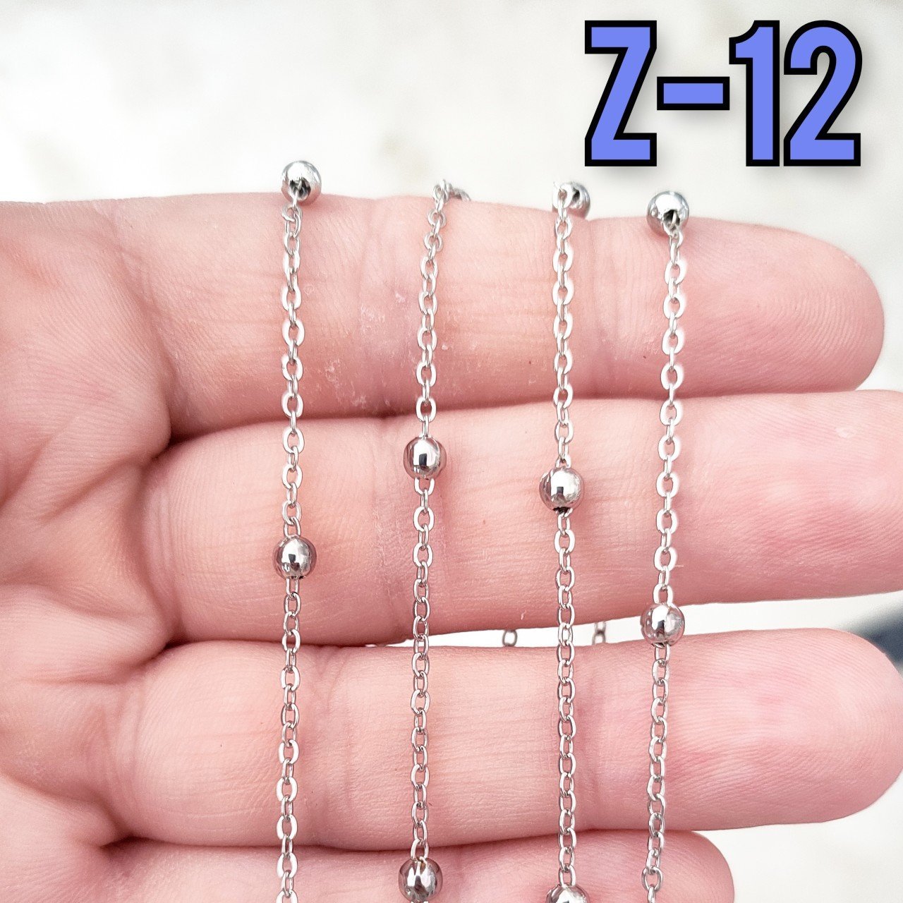 No : 012 Rodyum Kaplama Gümüş Renk Toplu Zincir