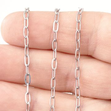 ÇLZ-43 A Kalite Gümüş Renk 316L Cerrahi Çelik Mini Ataç Zincir