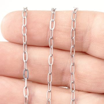 ÇLZ-43 A Kalite Gümüş Renk 316L Cerrahi Çelik Mini Ataç Zincir