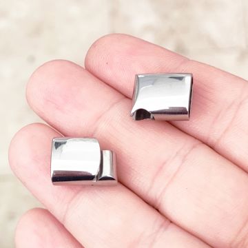 ÇLA-57 Gümüş Renk 316L Cerrahi Çelik Mıknatıslı Deri Kapama