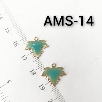 AMS-014 Altın Kaplama Turkuaz Mineli Yaprak