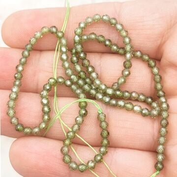 DT-316 Zirkon Fasetli Dizi Doğal Taş Yeşil Renk 3 mm