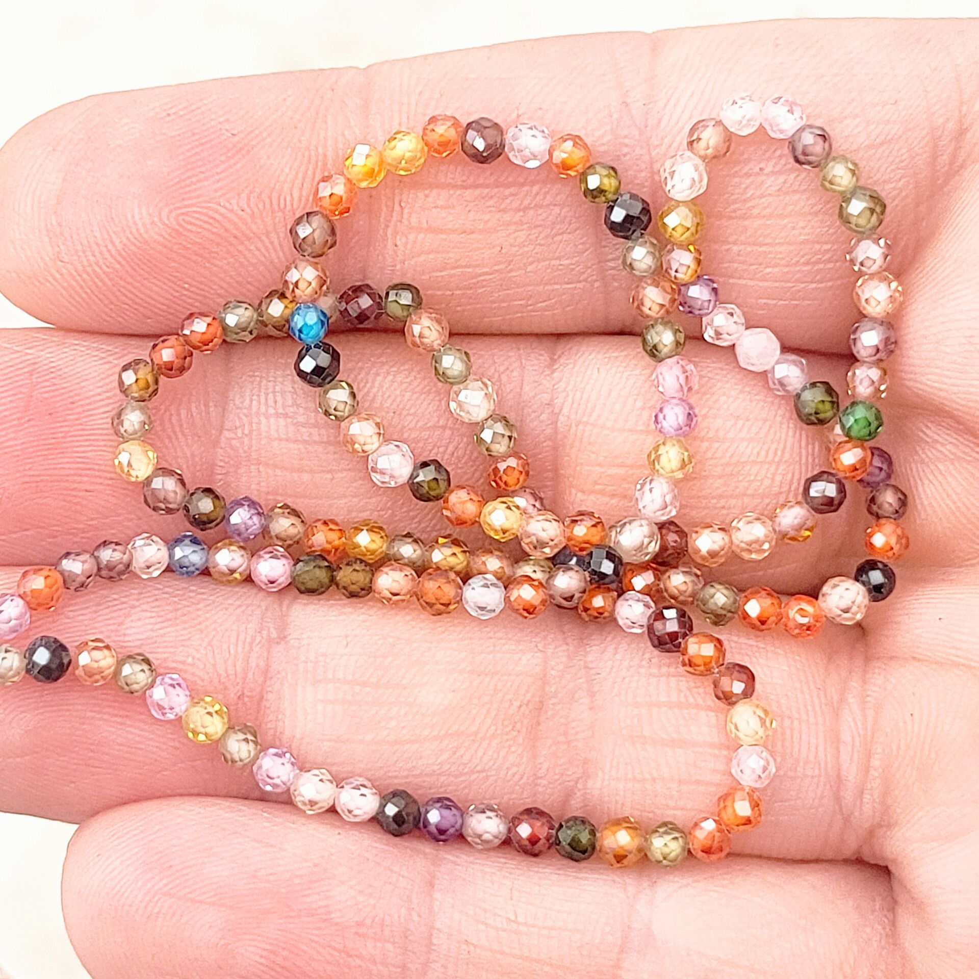 DT-317 Zirkon Fasetli Dizi Doğal Taş Karışık Renk 3 mm