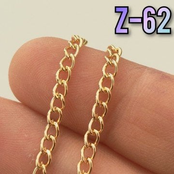 No : 062 Altın Kaplama Kıvrık (Klasik) Uzatma Zinciri 3  mm
