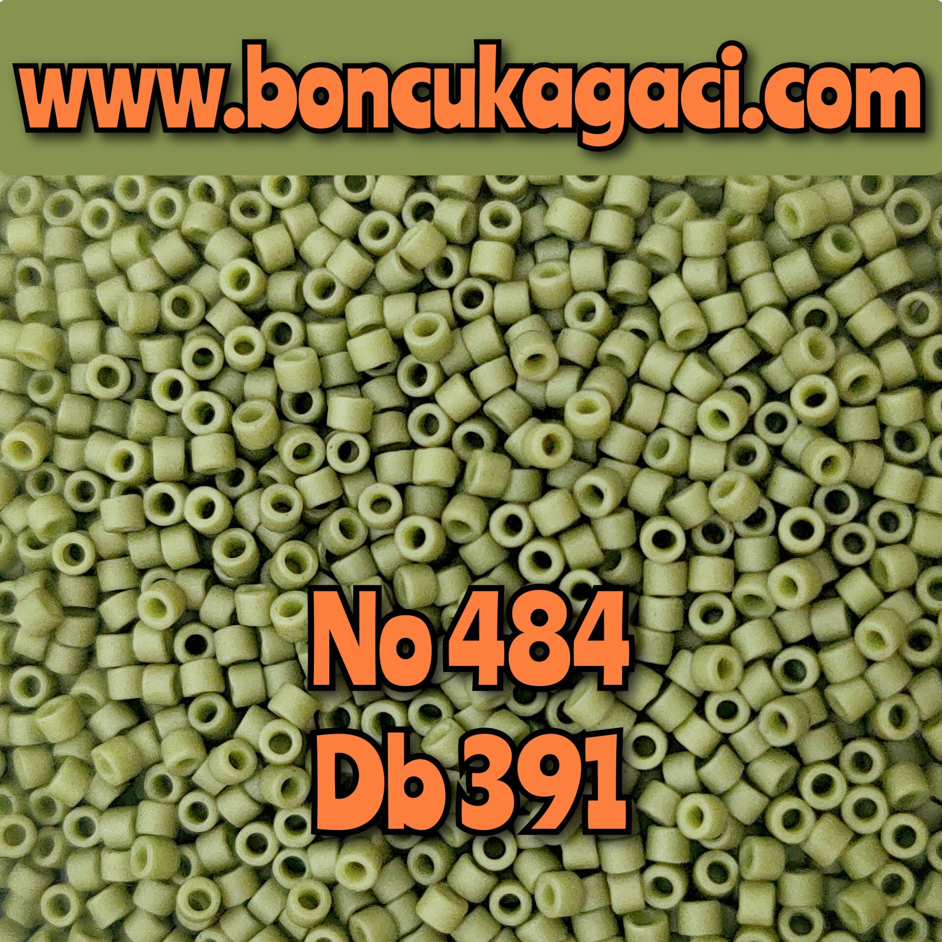 NO:484 Miyuki Delica , Miyuki Boncuk 11/0 DB391 Mat Koyu Zeytin Yeşil