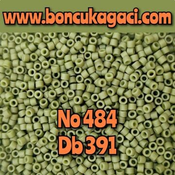 NO:484 Miyuki Delica , Miyuki Boncuk 11/0 DB391 Mat Koyu Zeytin Yeşil