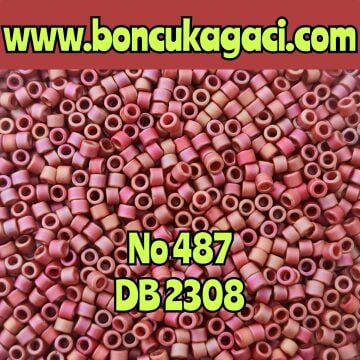 NO:487 Miyuki Delica , Miyuki Boncuk 11/0 DB2308 Mat Yanardöner Trilyum Kırmızı