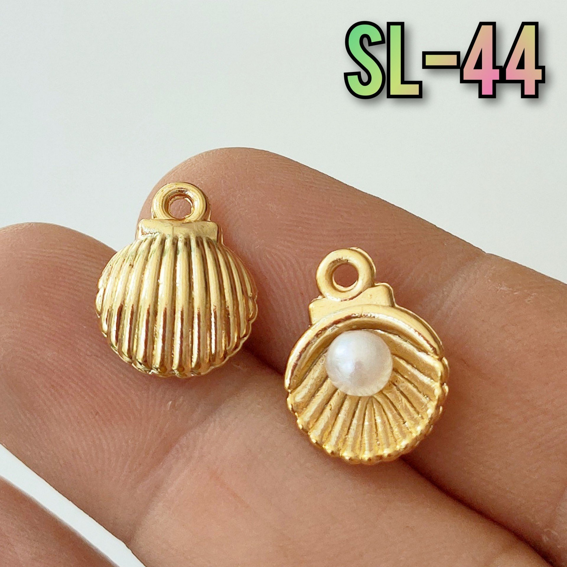SL-44 Altın Kaplama İncili İstiridye Sallantı 15*12 mm