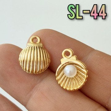 SL-44 Altın Kaplama İncili İstiridye Sallantı 15*12 mm