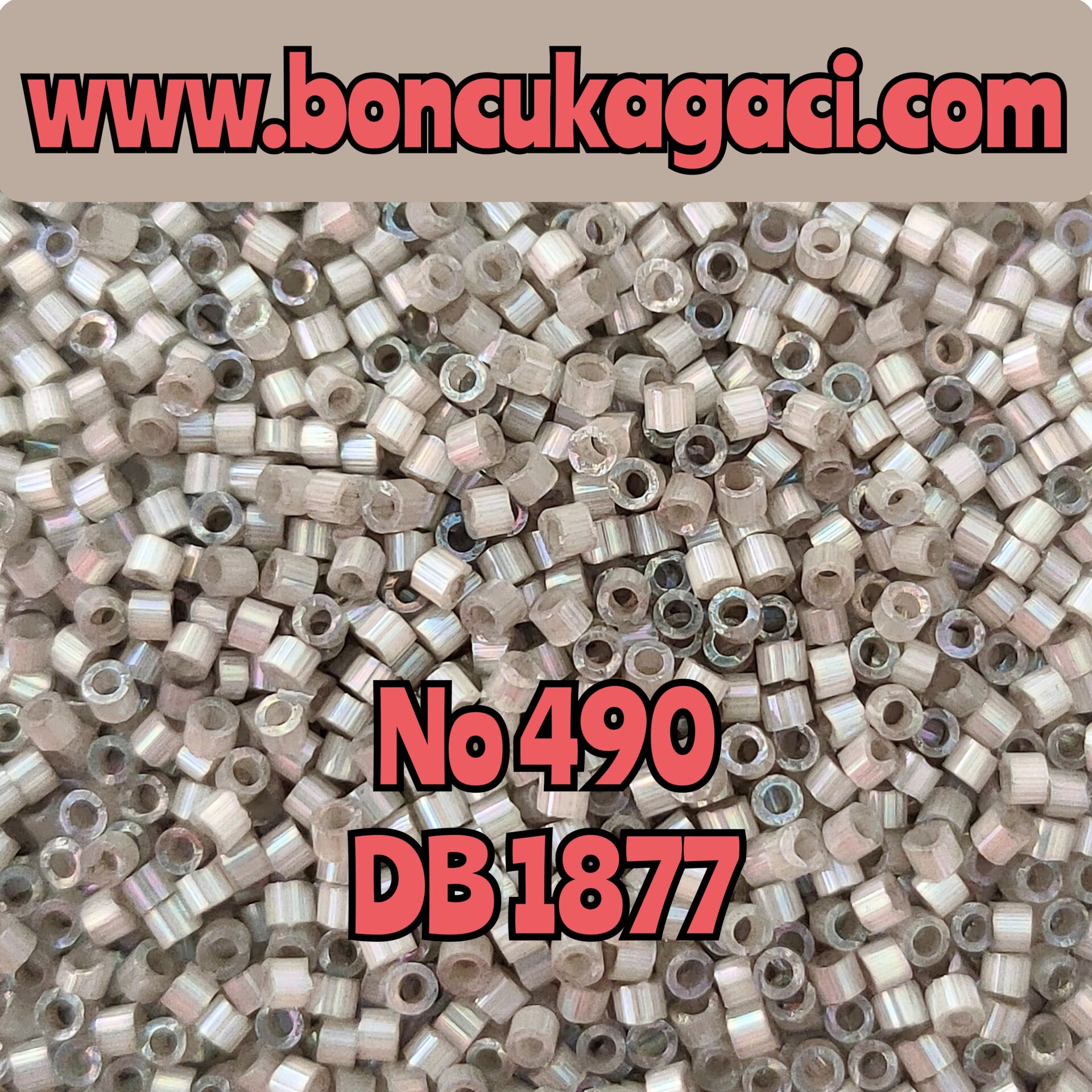 NO:490 Miyuki Delica Boncuk 11/0 DB1877 İpek Saten Boyalı Yanardöner Kalay Gri