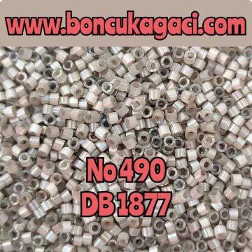 NO:490 Miyuki Delica Boncuk 11/0 DB1877 İpek Saten Boyalı Yanardöner Kalay Gri