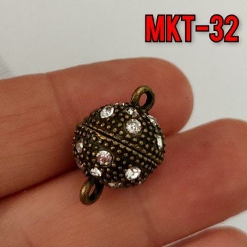 MKT-32 - 14 mm Antik Renk Taşlı Top Mıknatıs