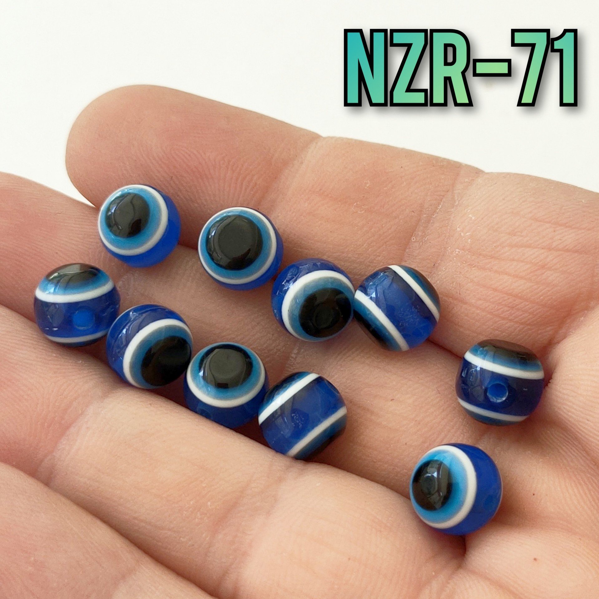 NZR-71 Kaliteli Akrilik Yuvarlak Lacivert Nazar boncuğu 8 mm
