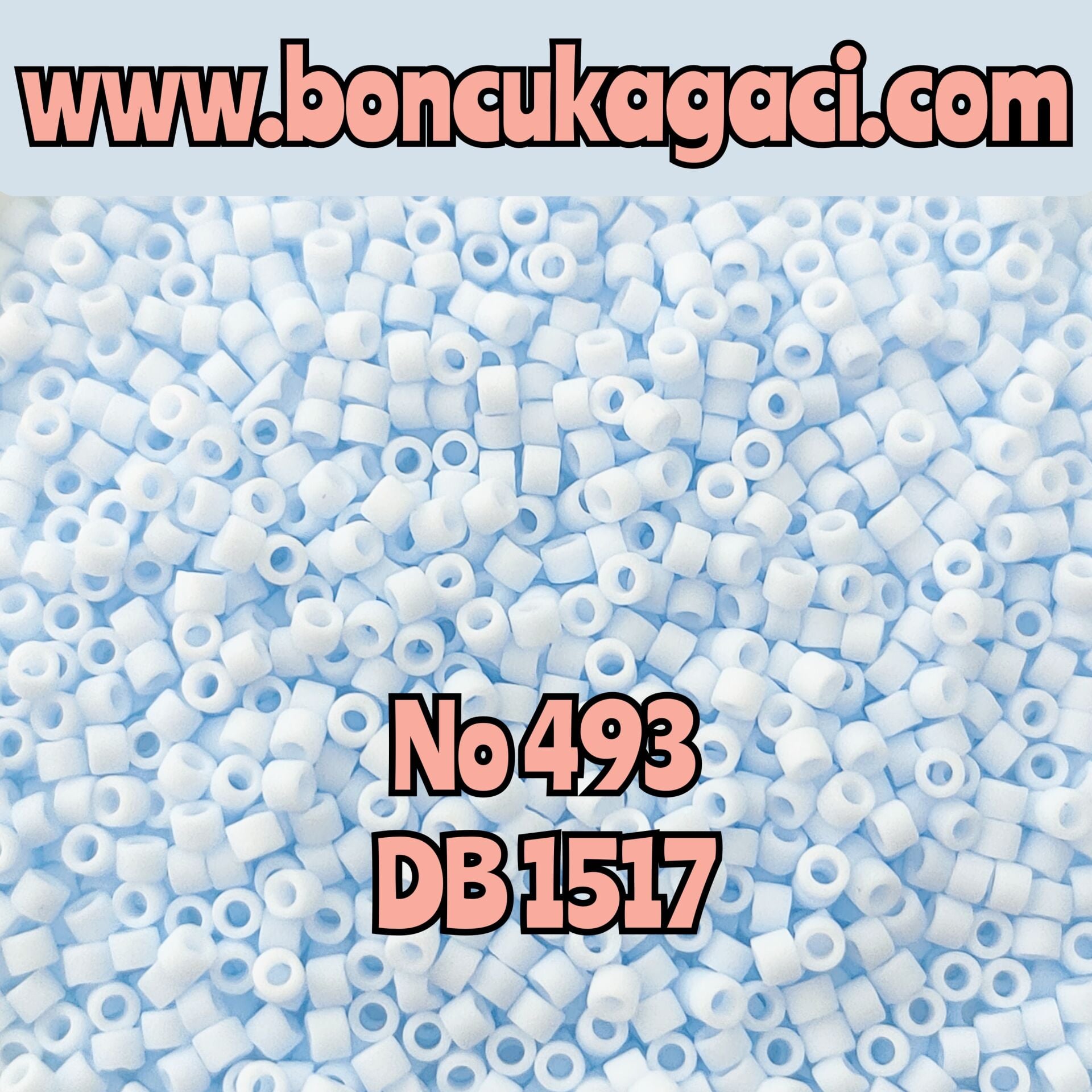 NO:493 Miyuki Delica , Miyuki Boncuk 11/0 DB1517 Opak Mat Açık (Kutup) Mavi