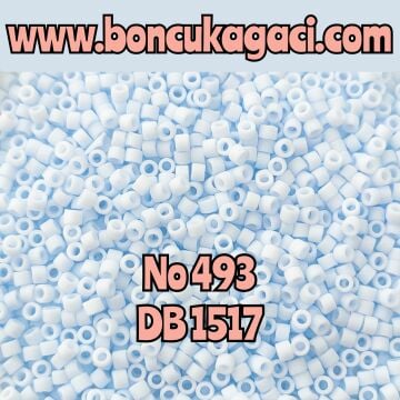 NO:493 Miyuki Delica , Miyuki Boncuk 11/0 DB1517 Opak Mat Açık (Kutup) Mavi