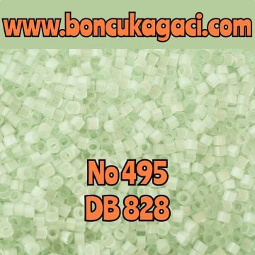NO:495 Miyuki Delica Boncuk 11/0 DB828 İpek Saten Mint Yeşil