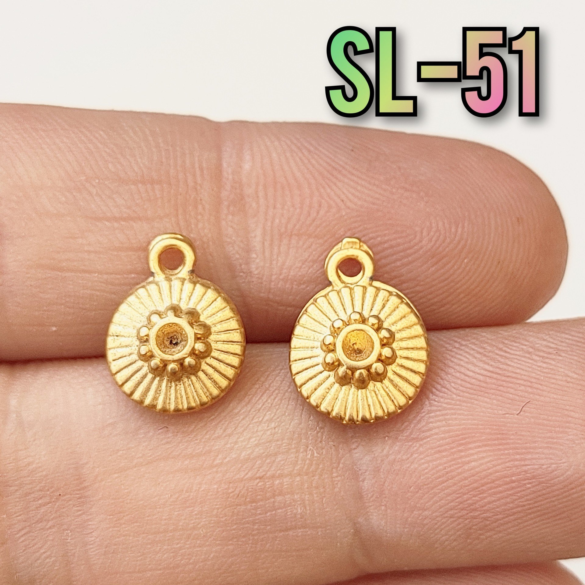 SL-51 24 Ayar Mat Altın Kaplama Çiçekli Sallantı