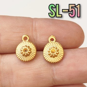 SL-51 24 Ayar Mat Altın Kaplama Çiçekli Sallantı
