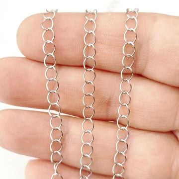 ÇLZ-02 A Kalite Gümüş Renk 316L Cerrahi Çelik Uzatma Zinciri