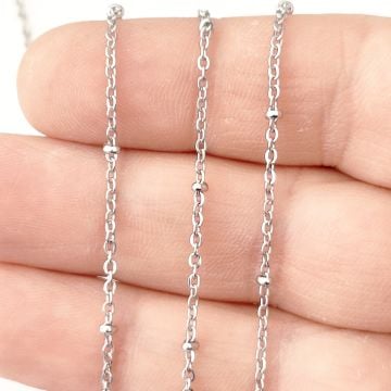ÇLZ-03 A Kalite Gümüş Renk 316L Cerrahi Çelik Minik Toplu Miyuki Zinciri