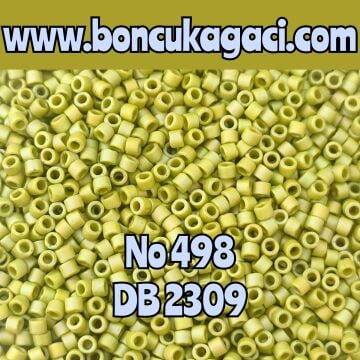 NO:498 Miyuki Delica , Miyuki Boncuk 11/0 DB2309 Opak Mat Yanardöner Açık Yosun Yeşili