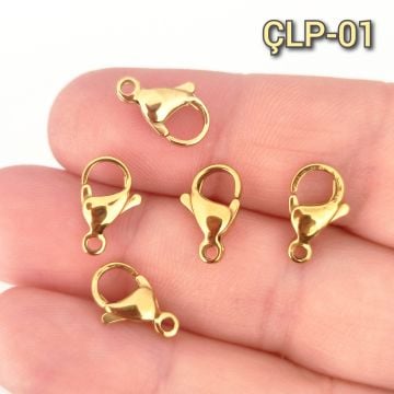 ÇLP-01 A Kalite Kaplama Altın Renk 316L Cerrahi Çelik Papağan 503 (13mm)