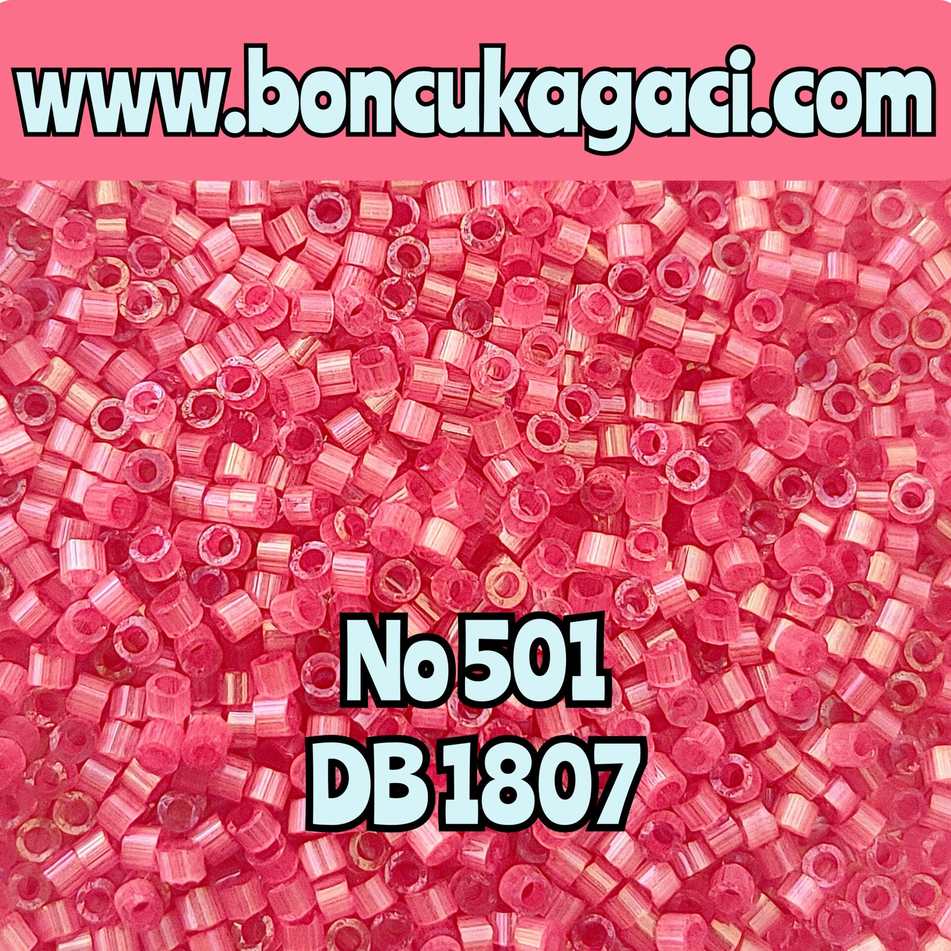 ミルネコ0831 NO:501 Miyuki Delica Boncuk 11/0 DB1807 İpek Saten Boyalı Gül Pembe