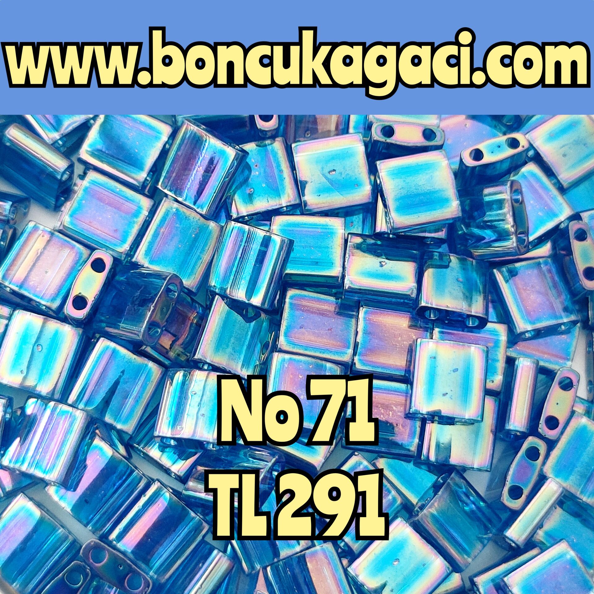 No: 71 Miyuki Boncuk , MİYUKİ TİLA  BONCUK TL291 Yanar Döner Yarı Şeffaf Mavi 5 gr