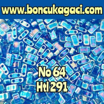 No:64 Miyuki Half-Tila , Half Tila Boncuk HTL 291 Yanar Döner Yarı Şeffaf Mavi 5 gr