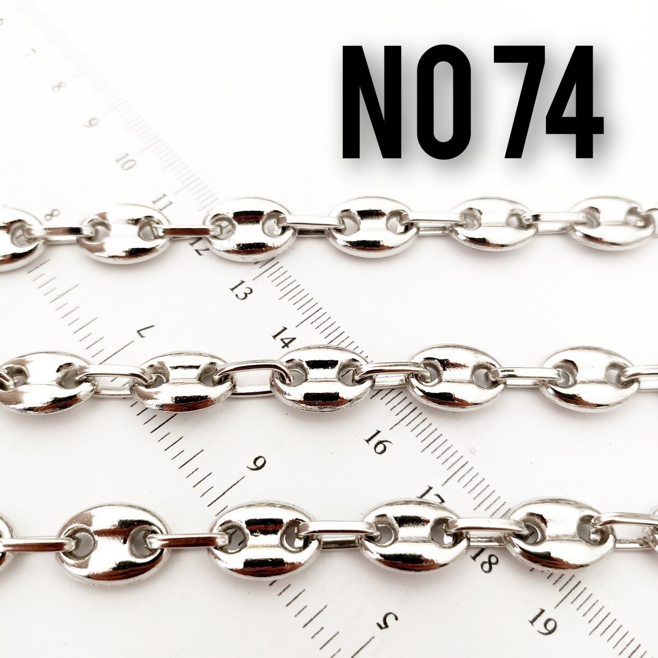 No : 074 Rodyum Kaplama Göz Zincir 15 x 10 mm