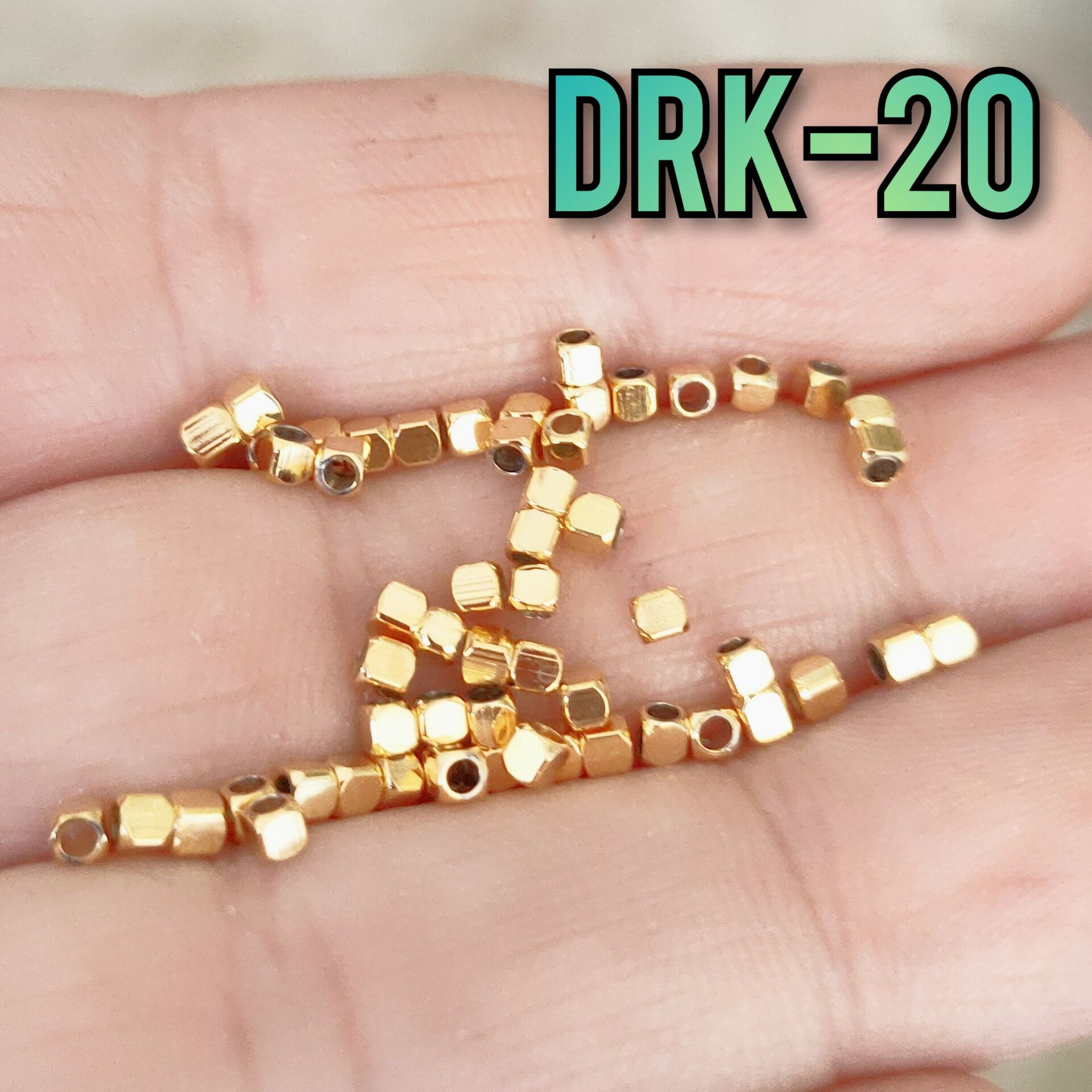 DRK-20 24 Ayar Altın Kaplama Küp Dorika Boncuk 2 mm