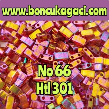 No:66 Miyuki Half-Tila , Half Tila Boncuk HTL 301 Yanar Döner Yarı Şeffaf Altın - Mor 5 gr