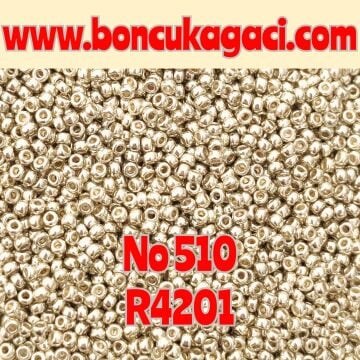 Miyuki Kum Boncuk , Miyuki Round Boncuk 15/0 No:510 R4201 Duracoat (Dayanıklı) Galvaniz Gümüş 5 gr