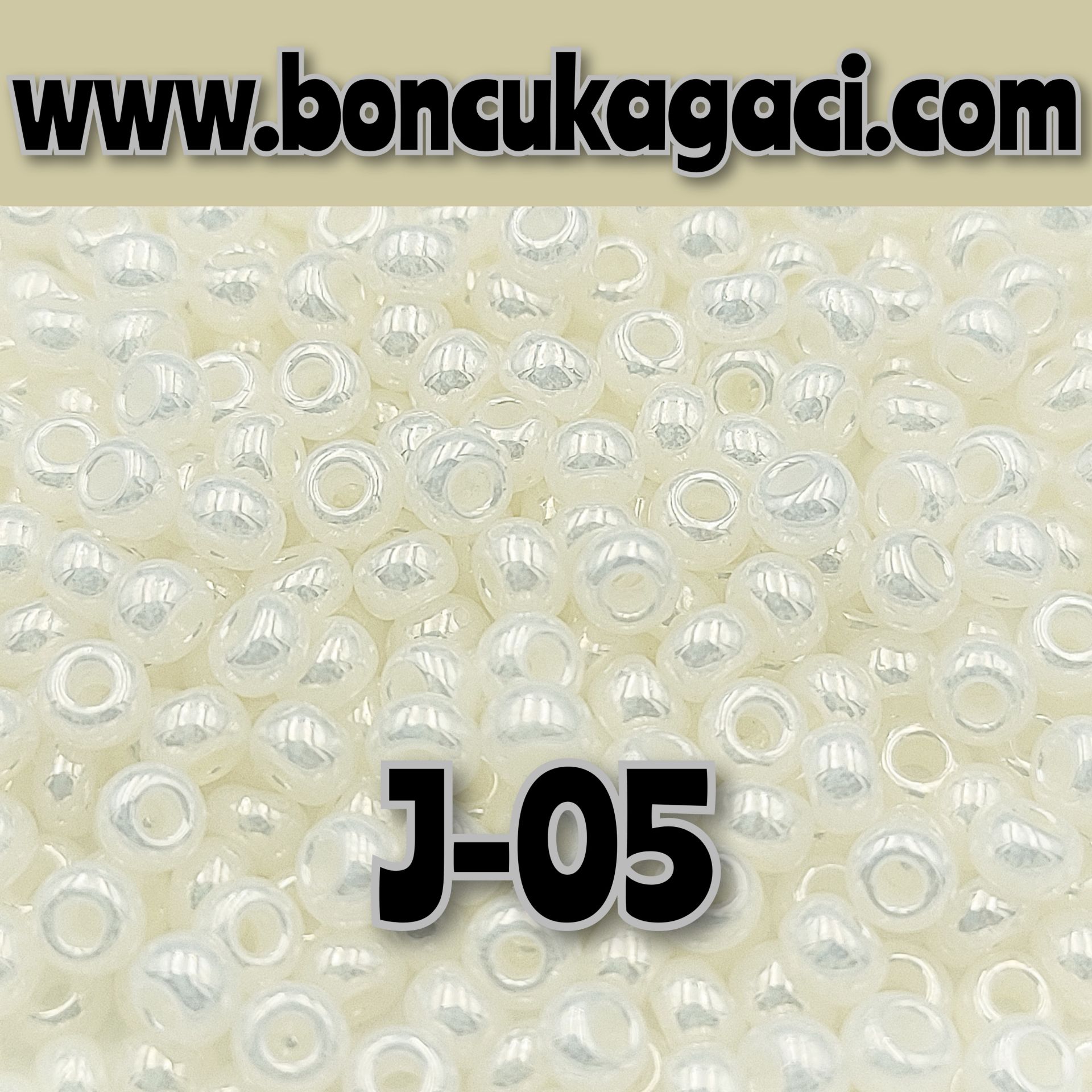 J-05 Parlak İnci Krem Preciosa Jabloneks Kum Boncuk 8/0 (3mm)