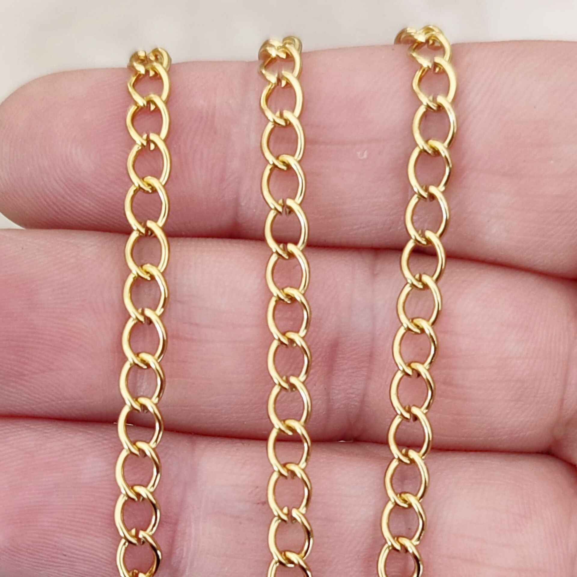 ÇLZ-45 A Kalite Kaplama Altın Renk 316L Cerrahi Çelik Büyük Uzatma Zinciri