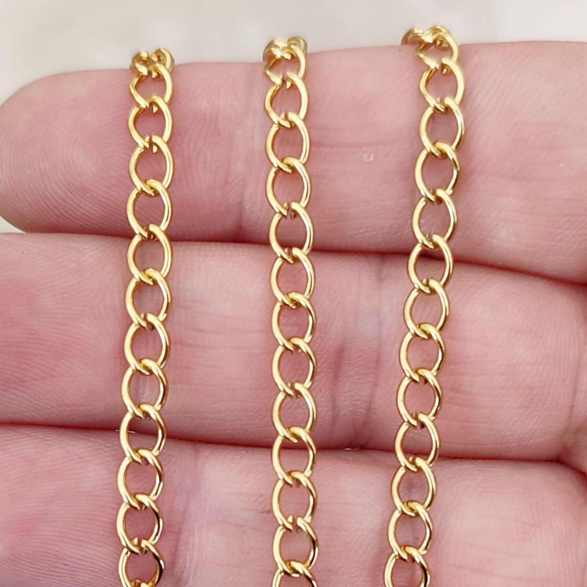 ÇLZ-45 A Kalite Kaplama Altın Renk 316L Cerrahi Çelik Büyük Uzatma Zinciri
