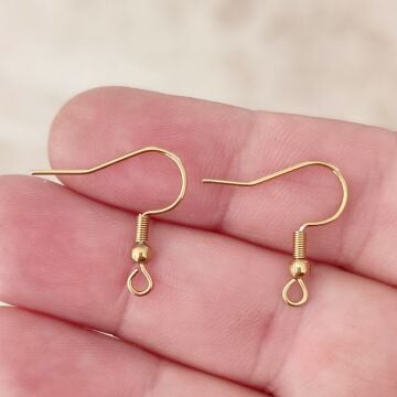 ÇLK-77 A Kalite Kaplama Altın Renk 316L Cerrahi Çelik Küpe Kancası