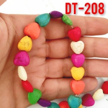 Dt-208 İmitasyon Karışık Renk Kalp Turkuaz Dizi