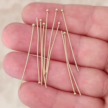 ÇLA-65 B Kalite Kaplama Altın Renk 316L Cerrahi Çelik Top Başlı Takı Çivisi 40 mm